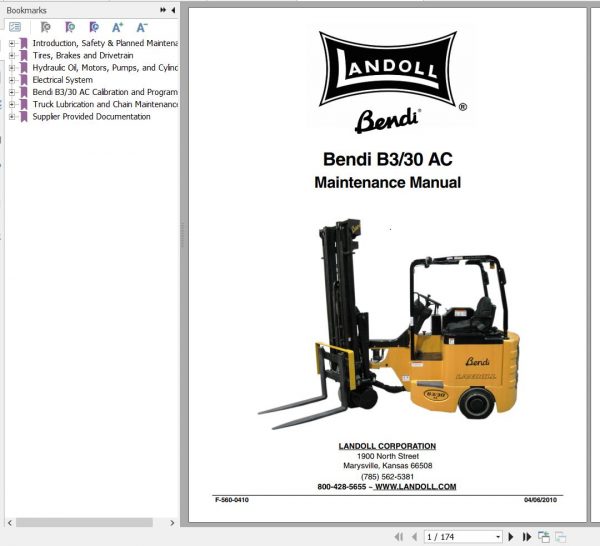 Bendi Forklift B330 AC DS SERIES 3 Electrical Schematic Operators Parts Maintenance Manual 1