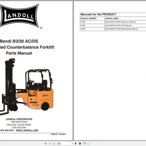 Bendi Forklift B330 AC DS SERIES 5 Operators Parts Maintenance Manual 1