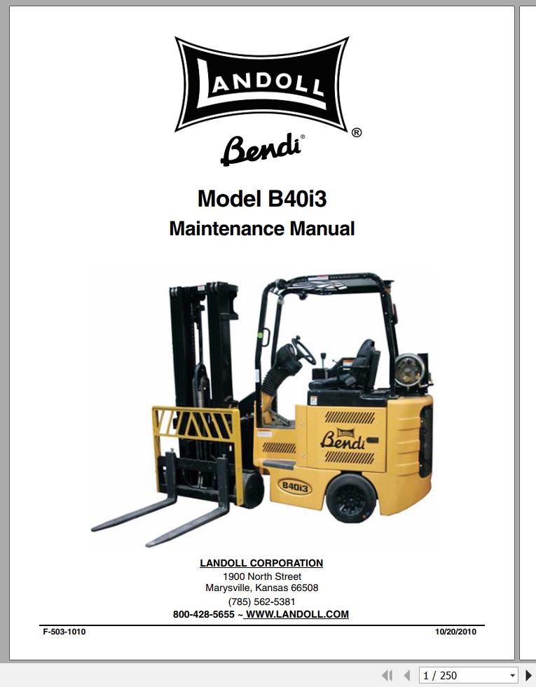 Bendi Forklift B40I3 Electrical Schematic Operators Parts Maintenance Manual 2