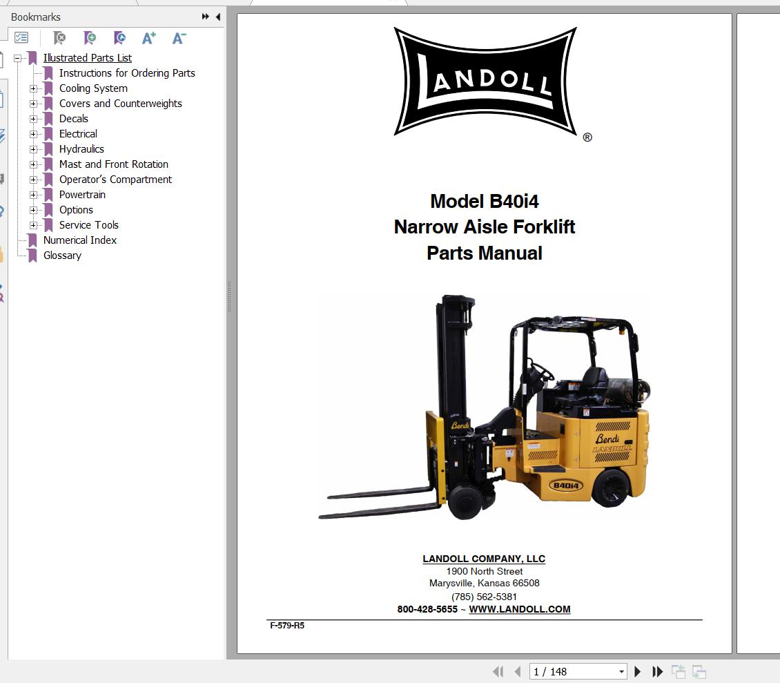 Bendi Forklift B40I4 Schematic Operators Parts Maintenance Manual 1 1