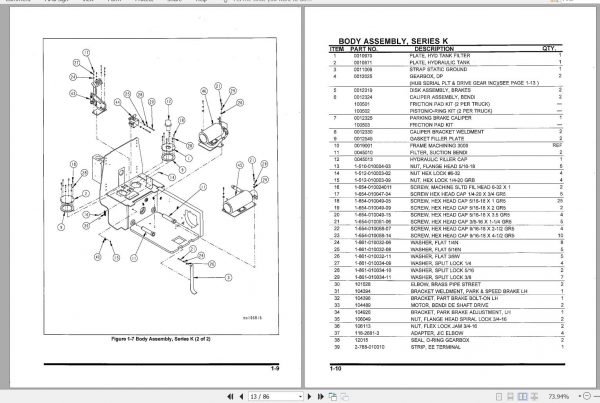 Bendi Forklift Model B30E180D Series H J K Parts Manual F 171 199 2