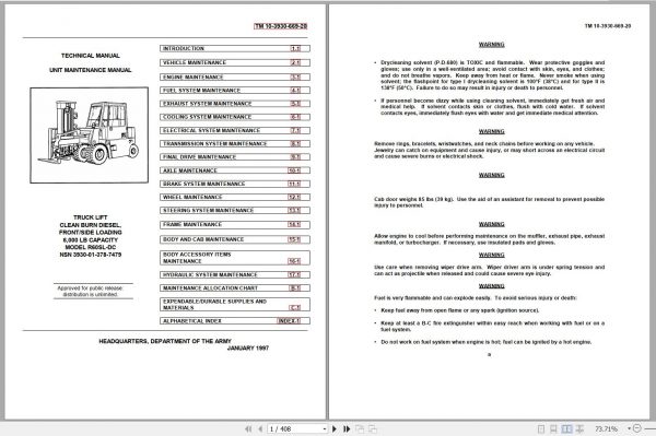 Bendi Forklift Model R60SL DC Technical Maintenance Manual TM 10 3930 669 20 1