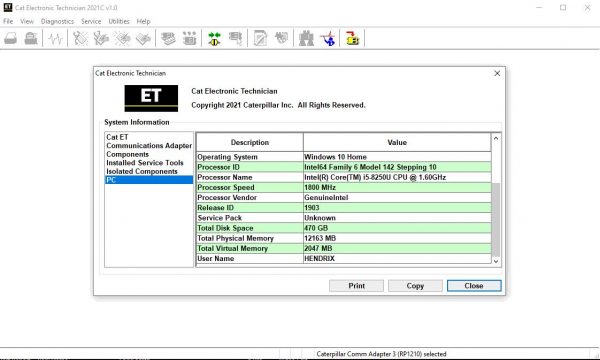 CAT ET 2021C License Active 9