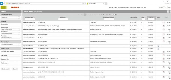 CLAAS WebTIC Offline EN 12.2021 Operator Manual Repair Manual Service Documentation EN DVD 1 1