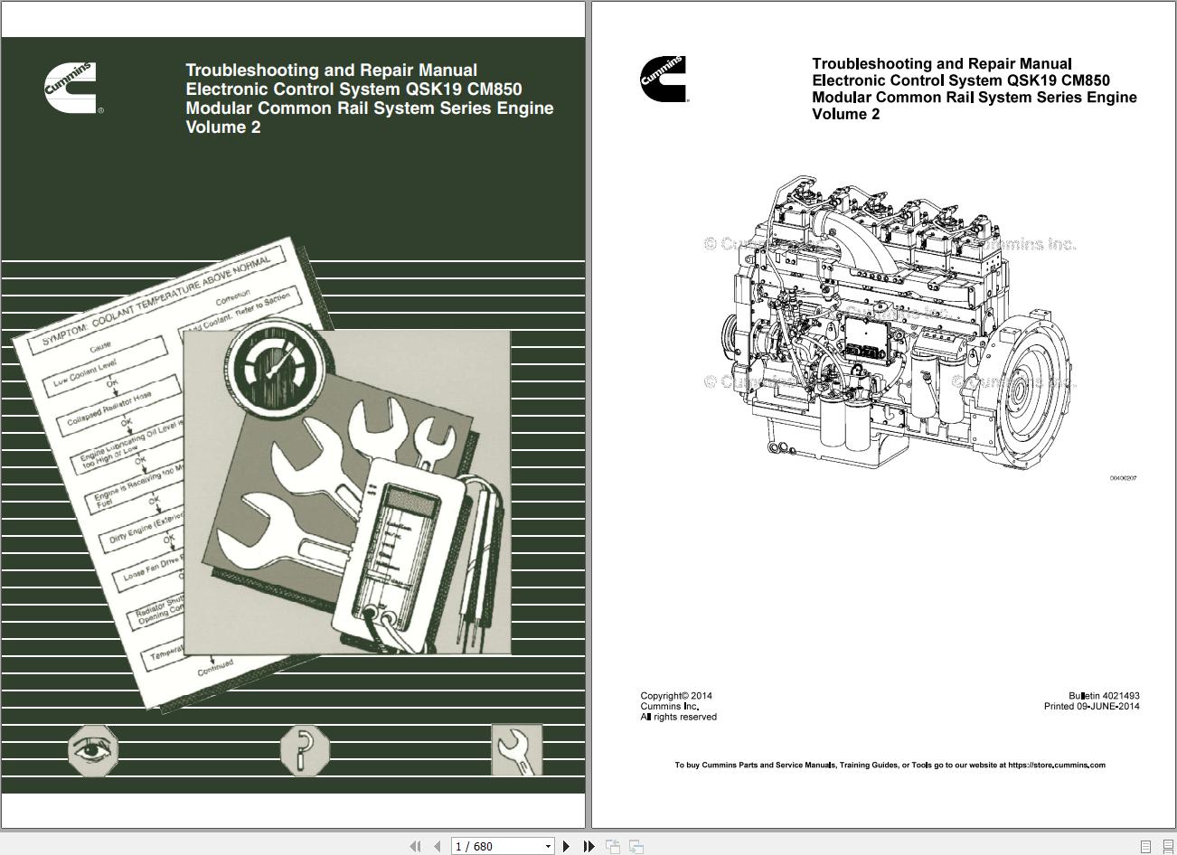 Cummin Engine QSK19 CM850 Troubleshooting and Repair Manual 2014 1