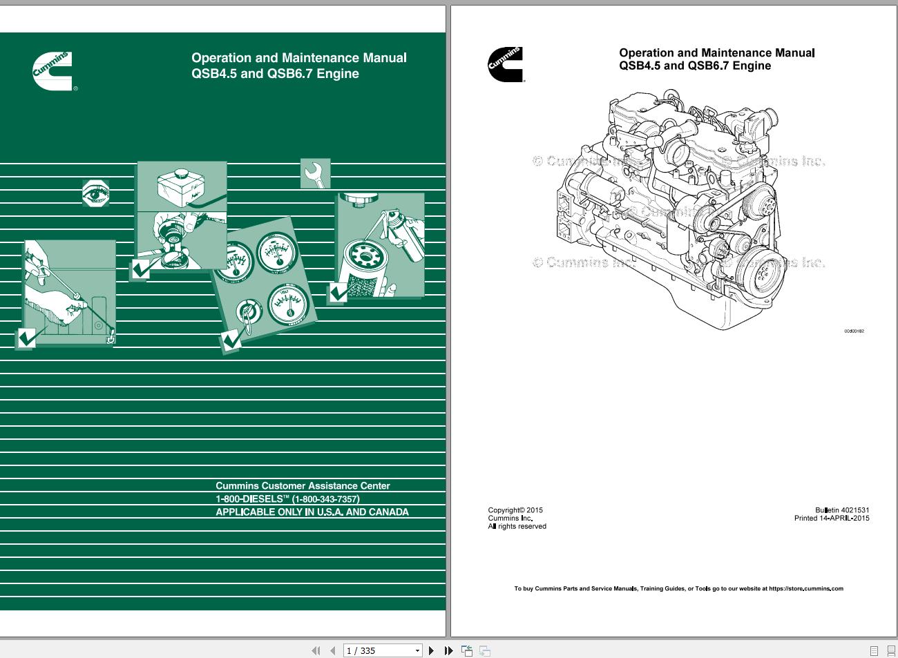 Cummins Engine QSB4.5 QSB6.7 4021531 Operation and Maintenance Manual 1