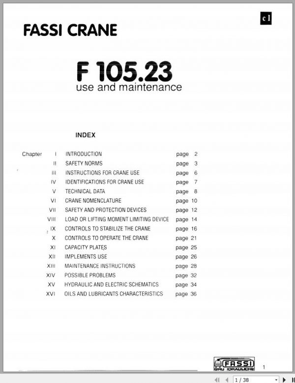 Fassi Cranes F105.23 Use and Maintenance Manual 1