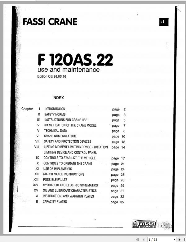 Fassi Cranes F120AS.22 Use and Maintenance Manual 1