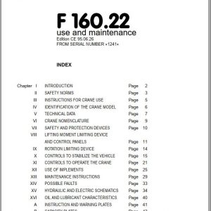 Fassi Cranes F160.22 1241 Use and Maintenance Manual 1