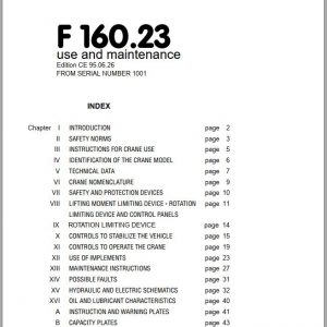Fassi Cranes F160.23 1001 Use and Maintenance Manual 1