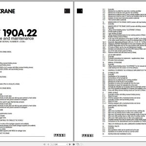 Fassi Cranes F190A.22 3306 Use and Maintenance Manual 2005 1