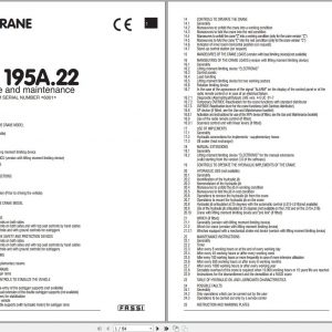 Fassi Cranes F195A.22 60001 Use and Maintenance Manual 2006 1