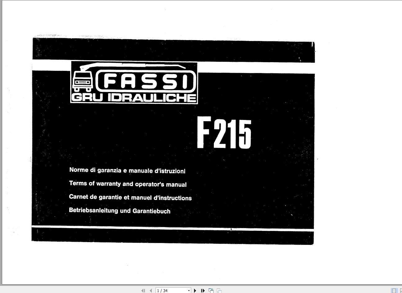 Fassi Cranes F215 Use and Maintenance Manual 1