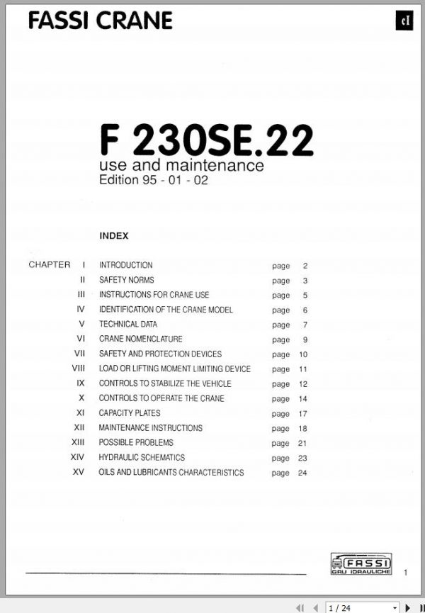Fassi Cranes F230SE.22 Use and Maintenance Manual 1