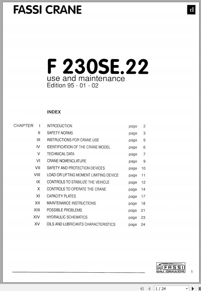 Fassi Cranes F230SE.22 Use and Maintenance Manual 1