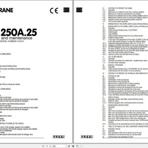 Fassi Cranes F250A.25 0323 Use and Maintenance Manual 2005 1