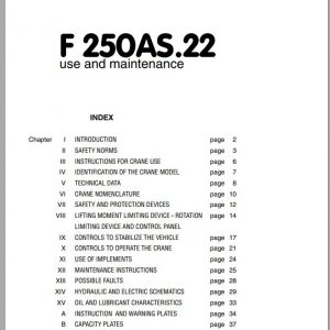Fassi Cranes F250AS.22 Use and Maintenance Manual 2000 1