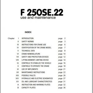 Fassi Cranes F250SE.22 Use and Maintenance Manual 2003 1