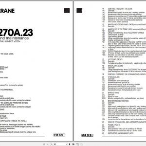 Fassi Cranes F270A.23 3328 Use and Maintenance Manual 2004 1