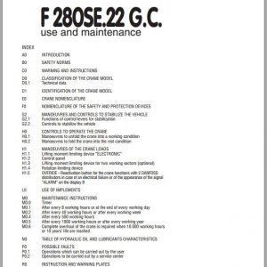 Fassi Cranes F280SE.22 GC Use and Maintenance Manual 2008 1