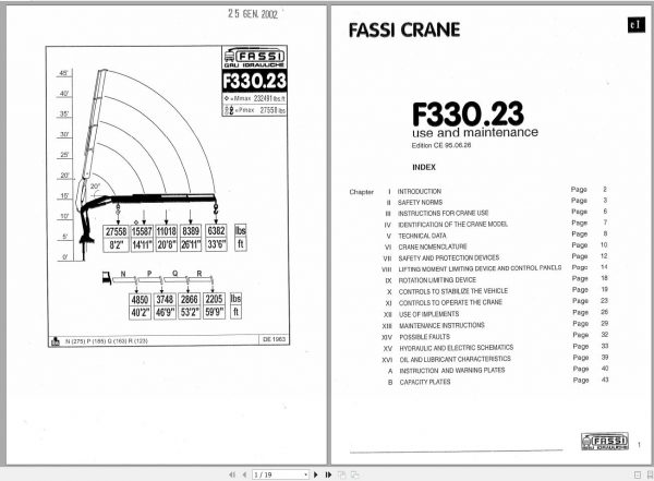 Fassi Cranes F330.23 Use and Maintenance Manual 1