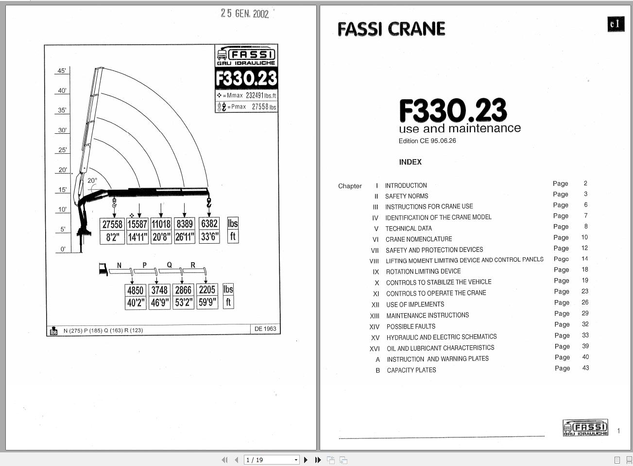 Fassi Cranes F330.23 Use and Maintenance Manual 1