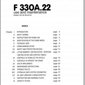 Fassi Cranes F330A.22 Use and Maintenance Manual 1