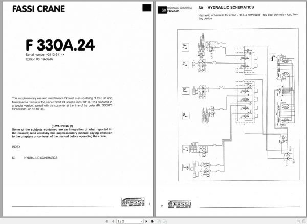 Fassi Cranes F330A.24 3113 3114 Hydraulic Schematics