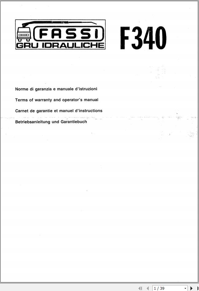 Fassi Cranes F340.23 Use and Maintenance Manual 1