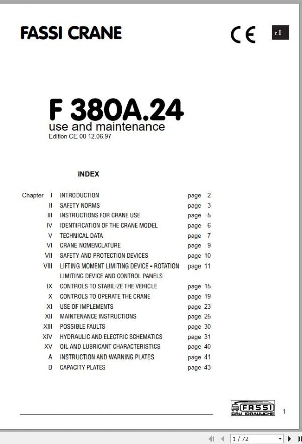 Fassi Cranes F380A.24 Use and Maintenance Manual 12.06 1