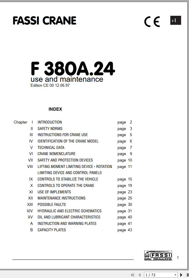 Fassi Cranes F380A.24 Use and Maintenance Manual 12.06 1