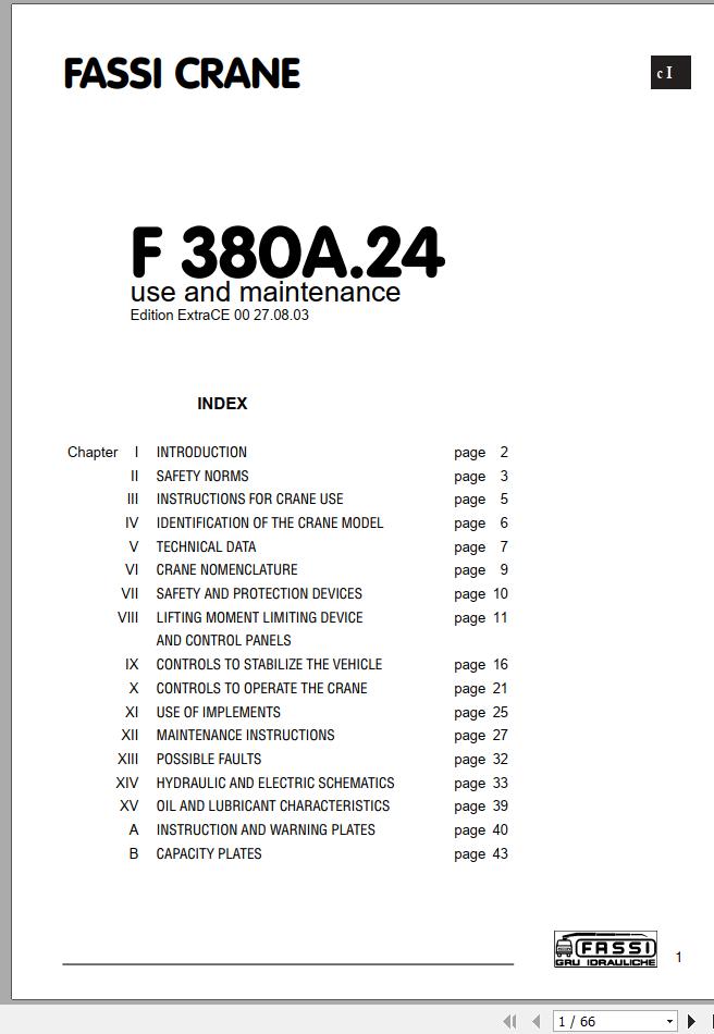 Fassi Cranes F380A.24 Use and Maintenance Manual 27.08.03 1