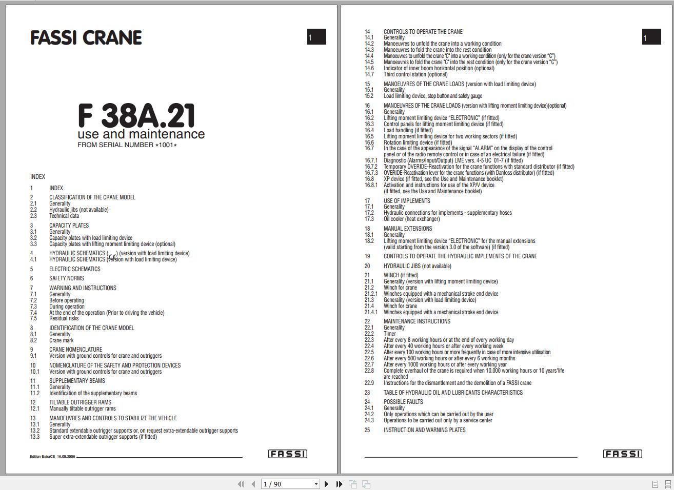 Fassi Cranes F38A.21 CE 1001 Use and Maintenance Manual 1
