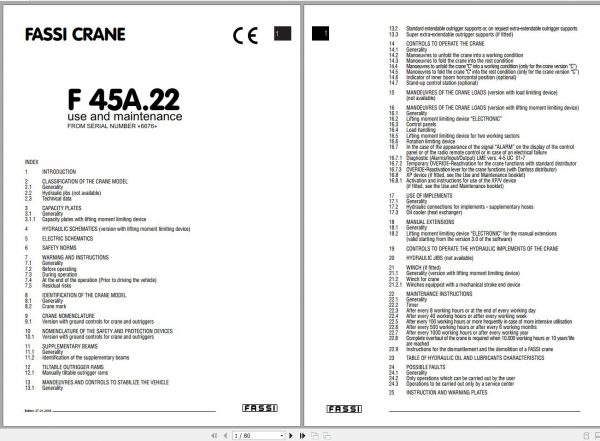 Fassi Cranes F45A.22 6676 Use and Maintenance Manual 1