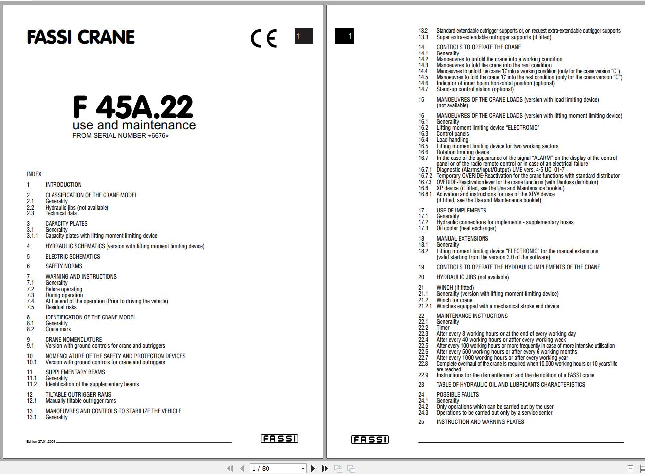 Fassi Cranes F45A.22 6676 Use and Maintenance Manual 1