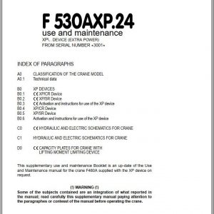 Fassi Cranes F530AXP.24 3001 Use and Maintenance Manual 2000