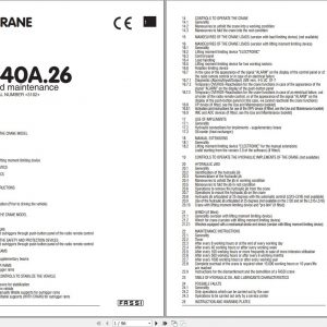 Fassi Cranes F540A.26 3102 Use and Maintenance Manual 2006 1