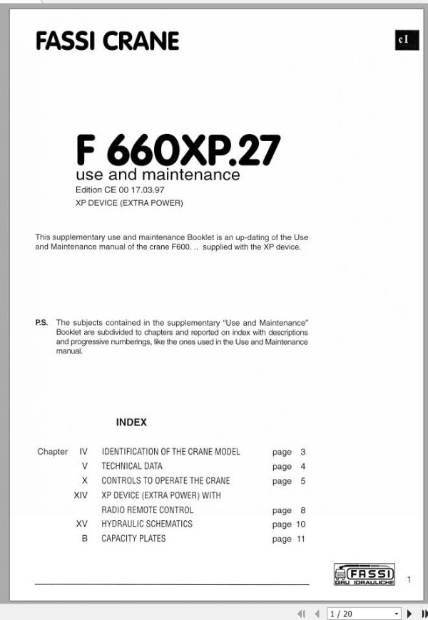 Fassi Cranes F660XP.27 Use and Maintenance Manual 1 1