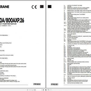 Fassi Cranes F700A F800AXP.26 1001 Use and Maintenance Manual 2005 1