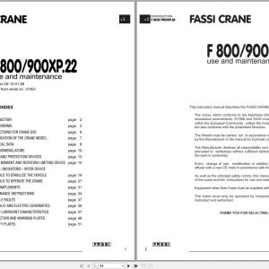 Fassi Cranes F800 F900XP.22 0162 Use and Maintenance Manual 1