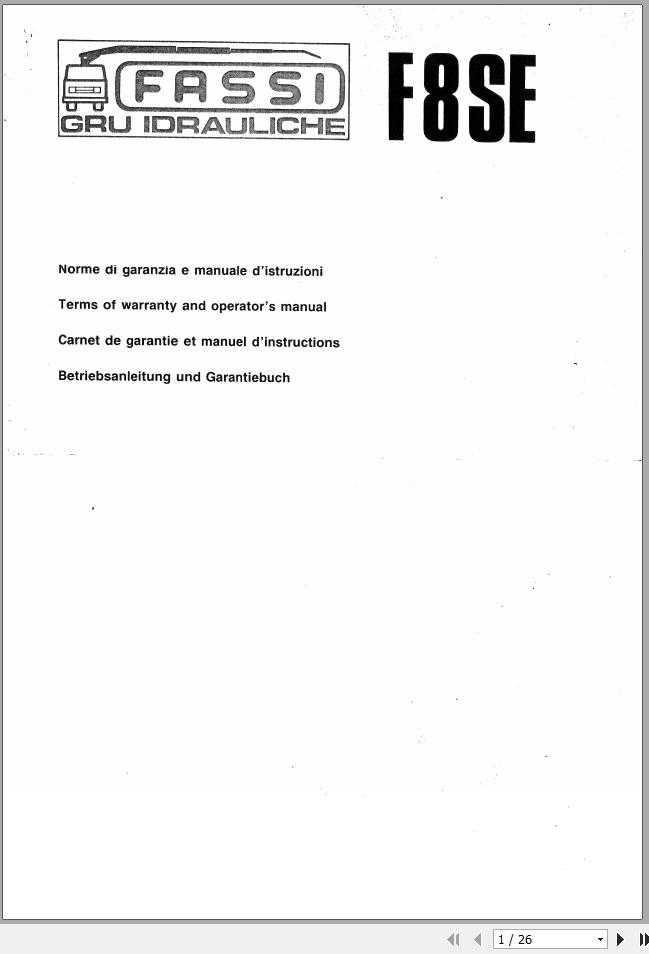 Fassi Cranes F8SE Use and Maintenance Manual 1