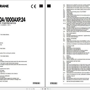 Fassi Cranes F900A F1000AXP.24 1001 Use and Maintenance Manual 2004 1