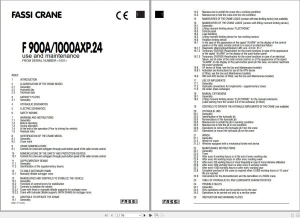 Fassi Cranes F900A F1000AXP.24 1001 Use and Maintenance Manual 2004 1