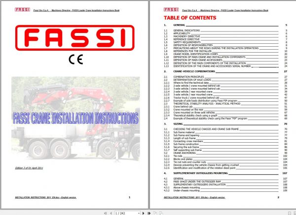 Fassi Cranes Installation Instructions Manual 2011 1