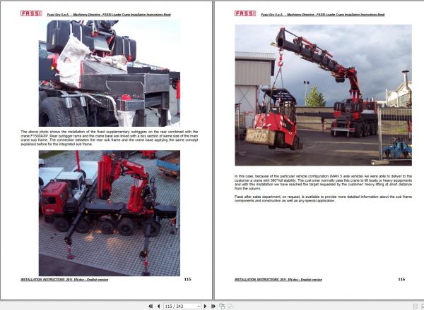 Fassi Cranes Installation Instructions Manual 2011 2