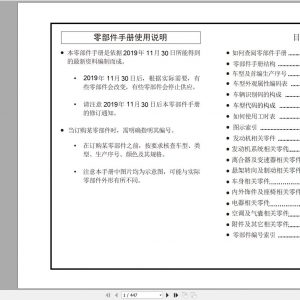 GAC Trumpchi GS4 Second Generation Model including Model year Parts Manual 2019 ZH 1