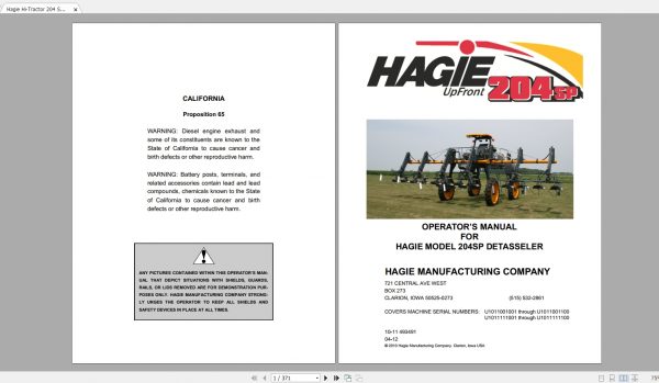 Hagie Hi Tractor 7.09GB Full Models Collections Manuals DVD 2