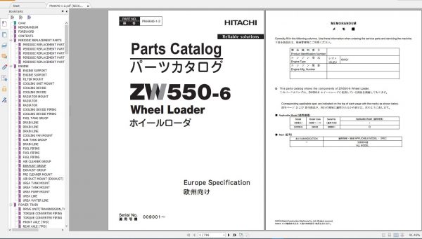 Hitachi Wheel Loader 1.18 GB ZW Series 7 2021 Parts Catalog PDF DVD 3