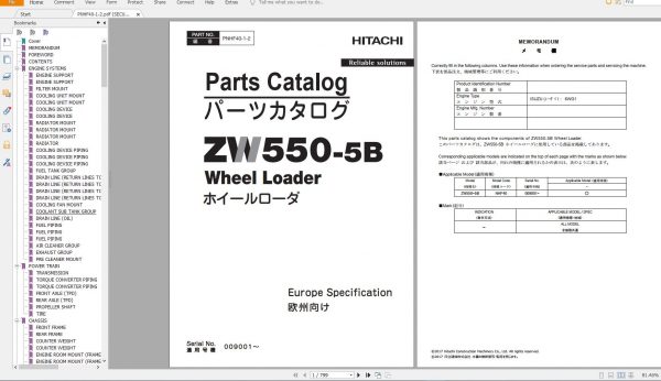 Hitachi Wheel Loader 1.18 GB ZW Series 7 2021 Parts Catalog PDF DVD 7