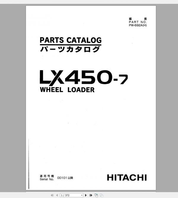 Hitachi Wheel Loader LX Series Parts Catalog PDF DVD 2